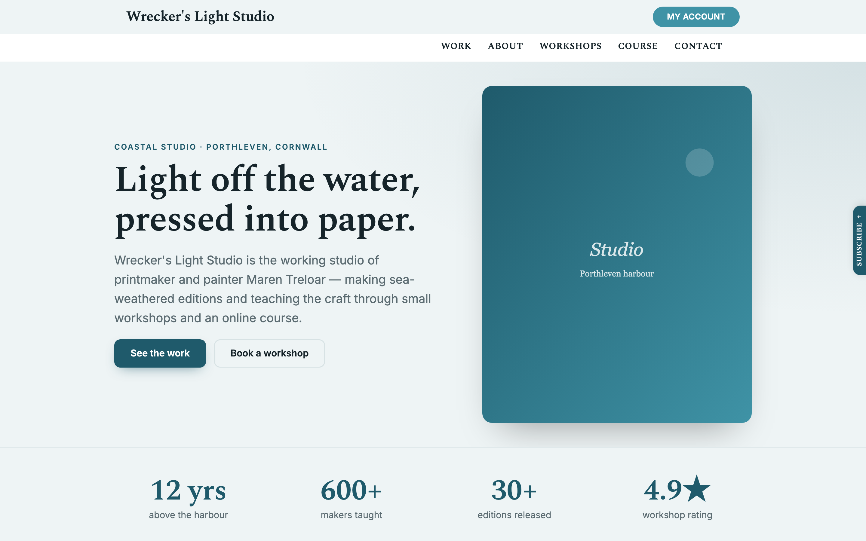Example WebDeck site: Wrecker’s Light, a coastal printmaker’s studio